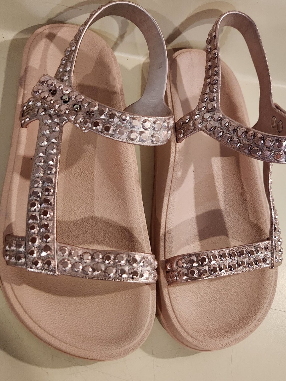 Melissa Lust Pink Chrome Glitter Papete Strappy Sandals Size 8